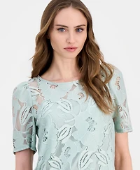 Anne Klein Women's Short-Sleeve Floral Lace Top