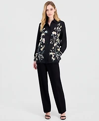 Anne Klein Women's Floral-Print Button-Front Blouse