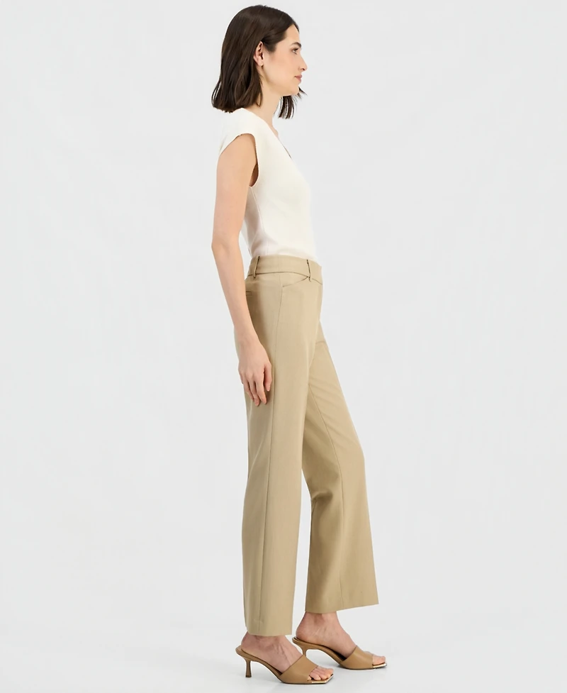 Anne Klein Women's Mid-Rise Press-Pleat Bootcut Pants