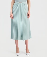 Anne Klein Women's Pleated Pull-On Belted Midi Skirt