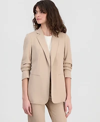 Anne Klein Women's Stretch Crepe Scrunch-Sleeve Open-Front Blazer