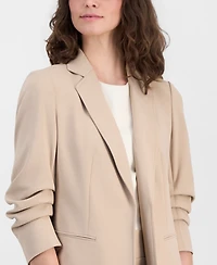 Anne Klein Women's Stretch Crepe Scrunch-Sleeve Open-Front Blazer