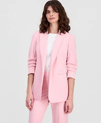 Anne Klein Women's Stretch Crepe Scrunch-Sleeve Open-Front Blazer