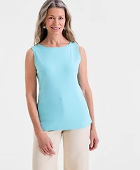 Style & Co Women's Cotton Boat-Neck Sleeveless Top, Created for Macy's