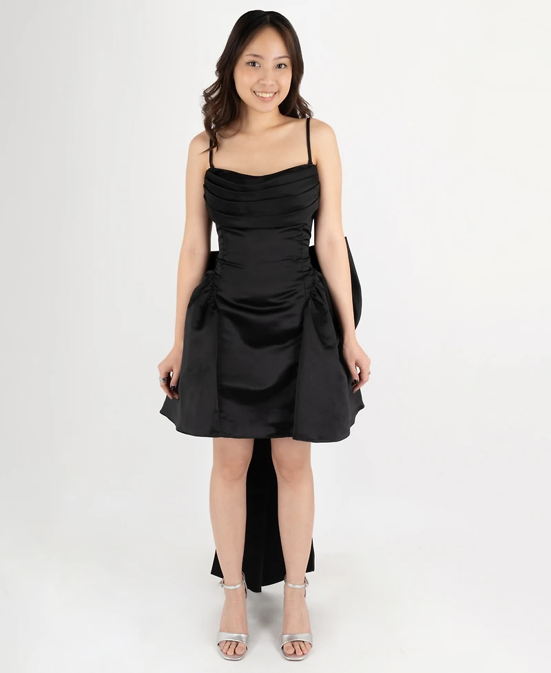 Dear Moon Juniors' Cowl Neck Bow Back Dress