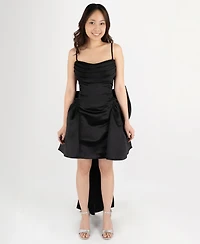 Dear Moon Juniors' Cowl Neck Bow Back Dress