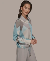 Donna Karan New York Women's Long-Sleeve Drawstring Top