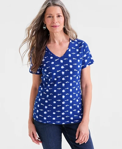 Style & Co Women's Cotton Short-Sleeve Scoop-Neck Top, Exclusively at Macy's
