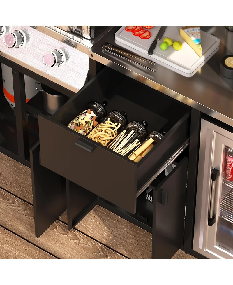 Homsee 8x5 Ft Galvanized Steel Frame Stainless Steel Tabletop Cedar Roof Outdoor Bar