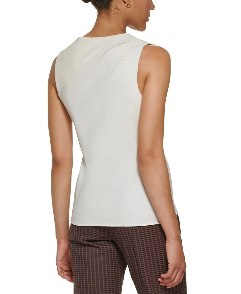 Dkny Petite Sleeveless Mix Media Knit Blouse