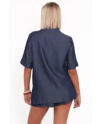 Petal and Pup Women's Aaliyah Chambray Shorts - Dark Wash