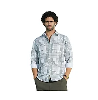 Campus Sutra Men's Flint Grey Verve-Impressionistic Shirt
