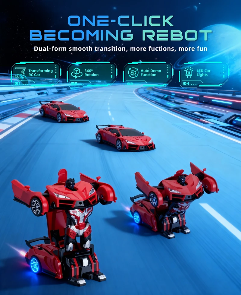 Sugift 1/18 Scale 2-in-1 Sports Car Toys Rc Car