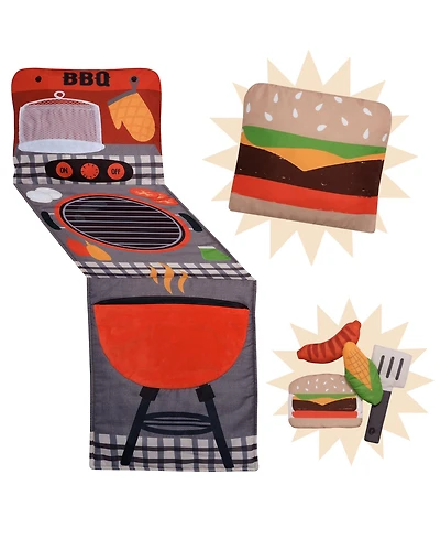 Lambs & Ivy Interactive 2-n-1 Soft Toddler Hamburger/Barbeque Pillow Play Set