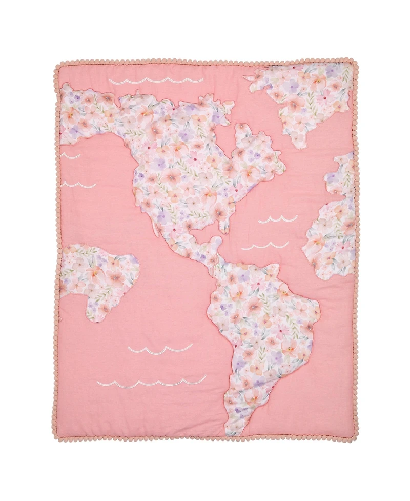 Lambs & Ivy Girls Rule the World Pink Floral 4-Piece Baby Crib Bedding Set
