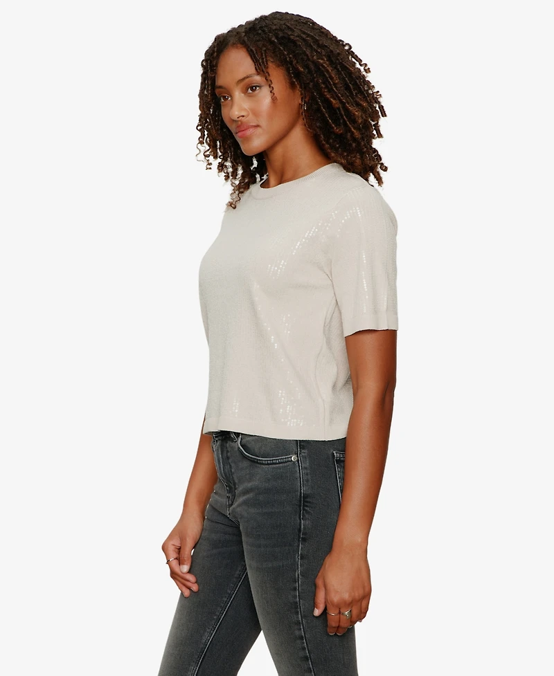 Sanctuary Women's Sparkle Sequin Short-Sleeve Sweater