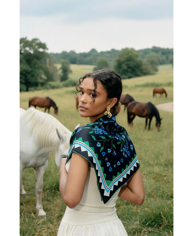 Jessie Zhao New York Garden Nocturne Double Sided Silk Scarf