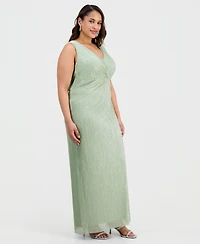 Connected Plus Twisted Metallic Jersey Maxi Dress