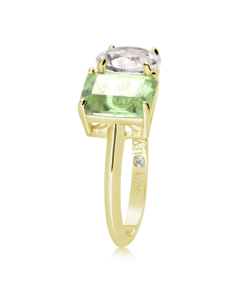 Suzy Levian Sterling Silver Gemstone Toi et Moi Two-Stone Ring