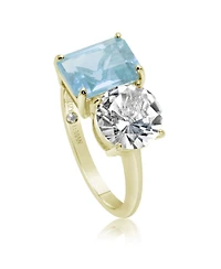 Suzy Levian Sterling Silver Gemstone Toi et Moi Two-Stone Ring