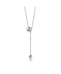White Gold Plated Minimalist Dual Sphere Drop Necklace