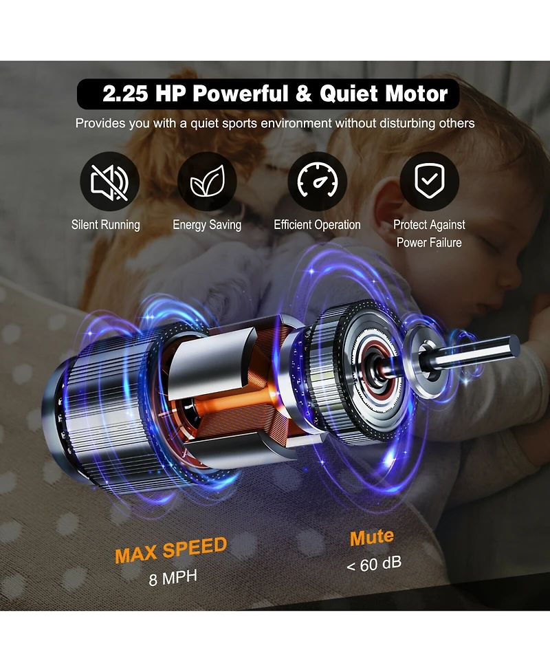 Skonyon 2.25 Hp Electric Motorized Folding Running Treadmill Machine with Led Display