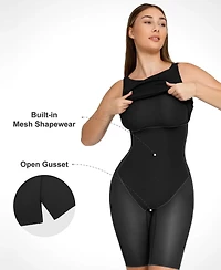 Popilush Women's Shapewear Sleeveless Boatneck Sculpting Midi Work Dress