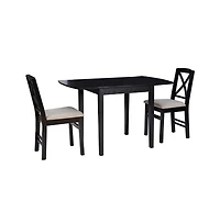 Torino 3Pc Drop Leaf Dining Set Black