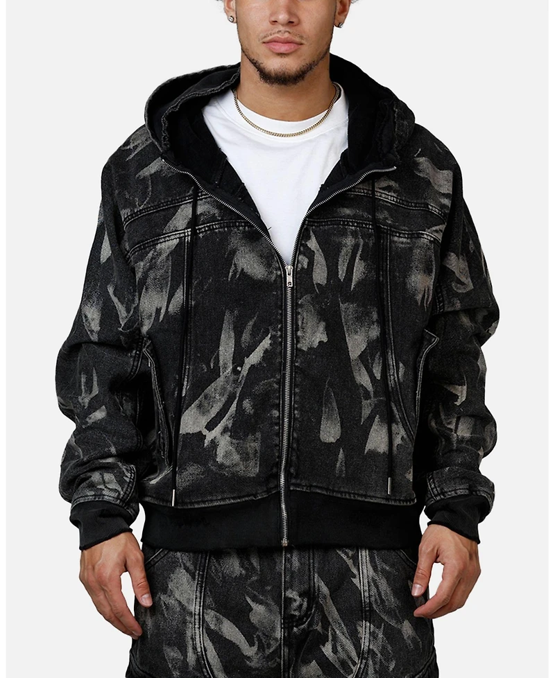 mnml Men's Double Denim Hood Bomb Jacket