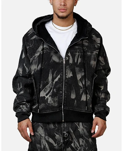mnml Men's Double Denim Hood Bomb Jacket