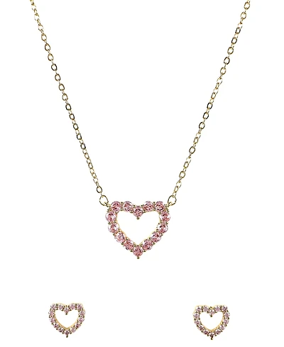 Giani Bernini Gold-Tone Cubic Zirconia Heart Pendant Necklace and Matching Earrings Set