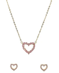 Giani Bernini Gold-Tone Cubic Zirconia Heart Pendant Necklace and Matching Earrings Set
