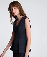 Kenneth Cole Women's Pinstripe V-Neck Peplum Top