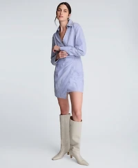 Kenneth Cole Women's Asymmetrical Striped Wrap Shirtdress