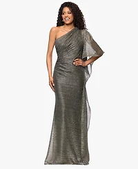 Betsy & Adam Women's Long One-Shoulder Ruched Dress