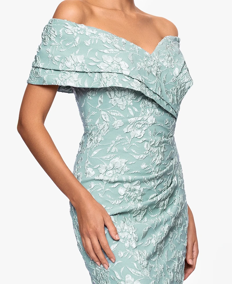 Betsy & Adam Women's Long Off-The-Shoulder Dress