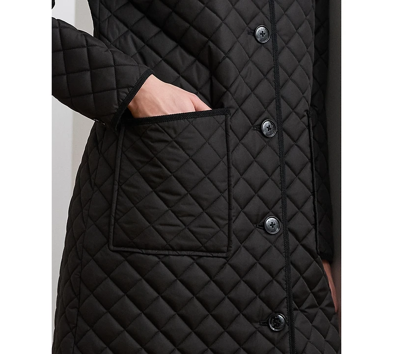 Lauren Ralph Women's Quilted Design Buttoned Coat