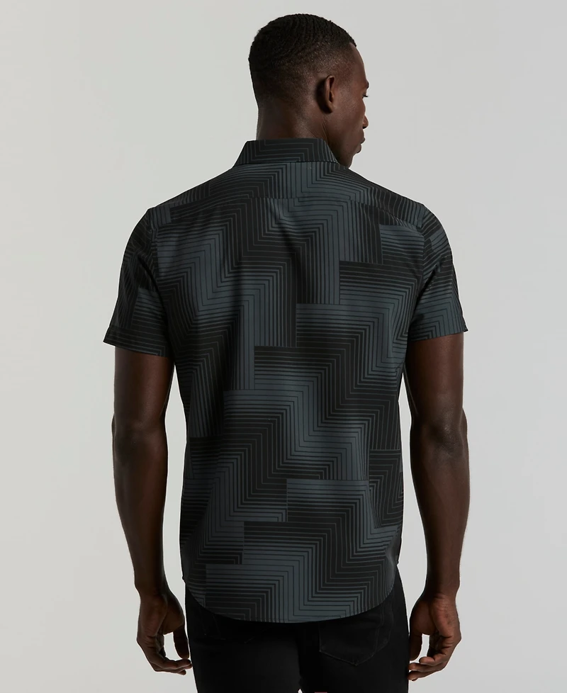 Perry Ellis Men's Slim-Fit Linear Geo Print Stretch Shirt