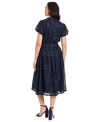 London Times Petite Notch Neck Short-Sleeve Dress
