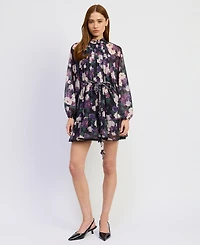En Saison Women's Long-Sleeve Turtle Neck A-Line Mini Dress