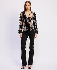 En Saison Women's Rowan V-Neck Long-Sleeve Blouse