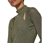 Dkny Petite Long-Sleeve Tie Neck Blouse