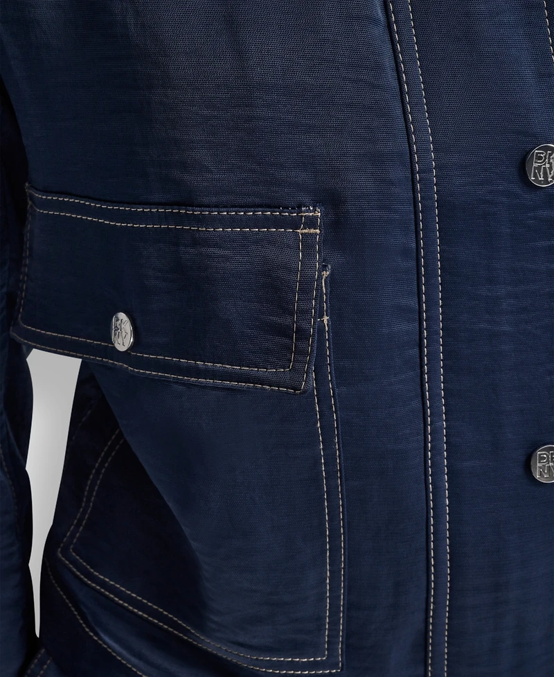 Dkny Women's Top Stitch Glazed High Mock Neck Dressing Jacket