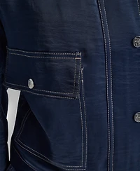 Dkny Women's Top Stitch Glazed High Mock Neck Dressing Jacket