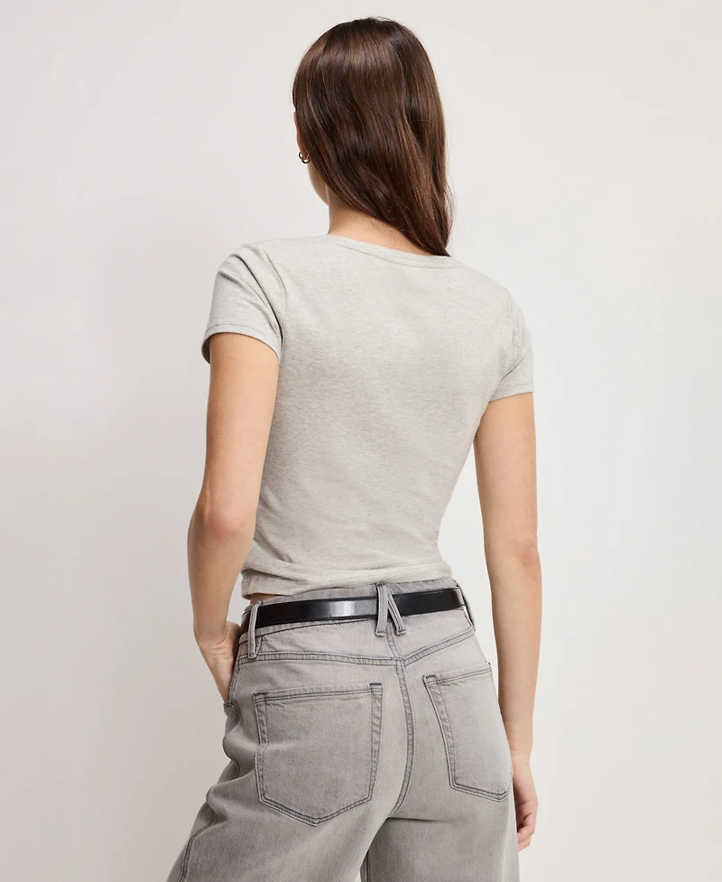 Good American Women's V-Neck Short-Sleeve Top