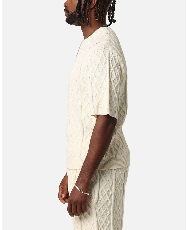 Xxiii Men's Lucas Cable Knit T-Shirt, - Cream