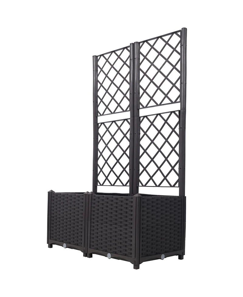 Streamdale Furniture Poly Rattan Raised Bed Trellis with Removable Pots