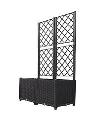 Streamdale Furniture Poly Rattan Raised Bed Trellis with Removable Pots