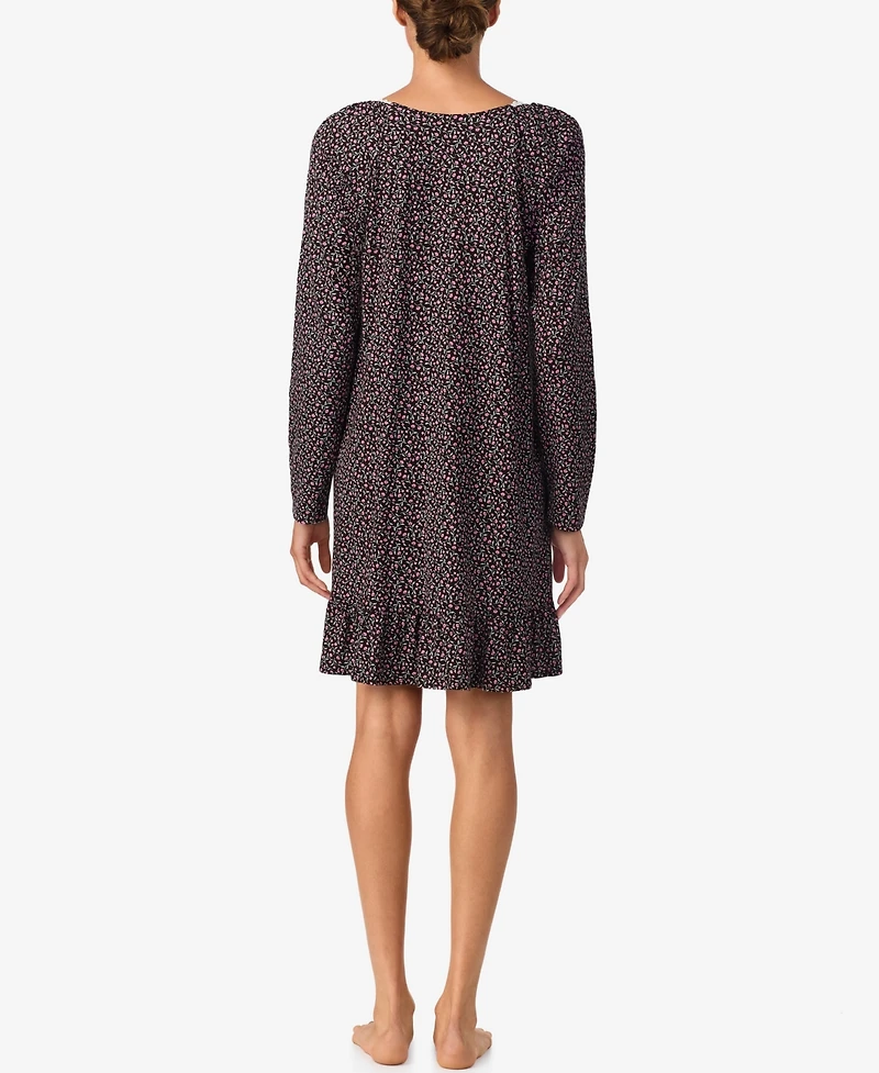 Aria Women's Brushed Long Sleeve Cotton Jersey Nightgown