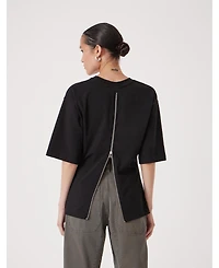 Hush Women's Zip Detail Short Sleeve T-Shirt